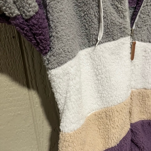 Colorblock Sherpa Zip-Up Jacket - Picture 6 of 10